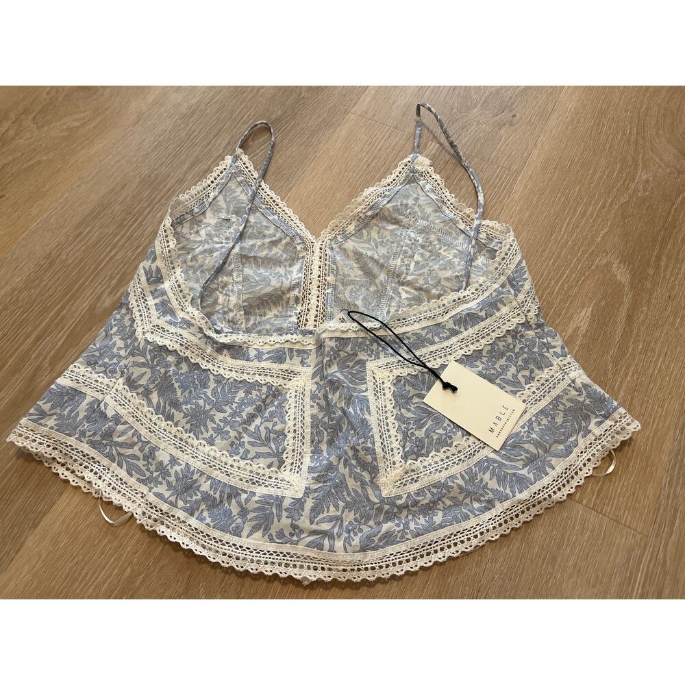 MABLE Crochet Lace Crop Tank Lightweight Blue Tropical Size Medium - Picture 3 of 5